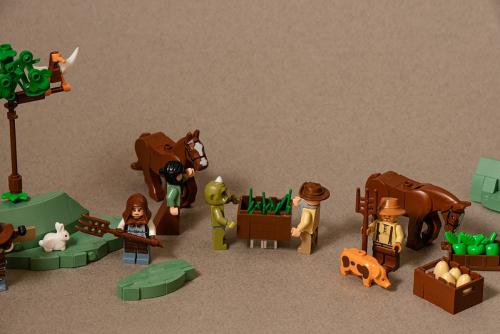 "Farmers in medieval times" - Light bluish gray